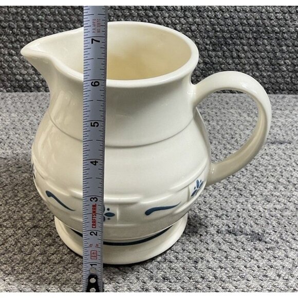 Longaberger Woven Traditions Classic Blue Pottery Small Pitcher 1 Qt. 32 oz USA - Picture 8 of 8